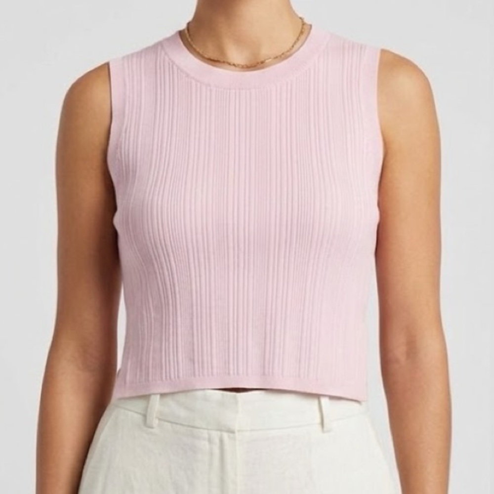 House of Harlow Pink Ribbed Cropped Tank XS